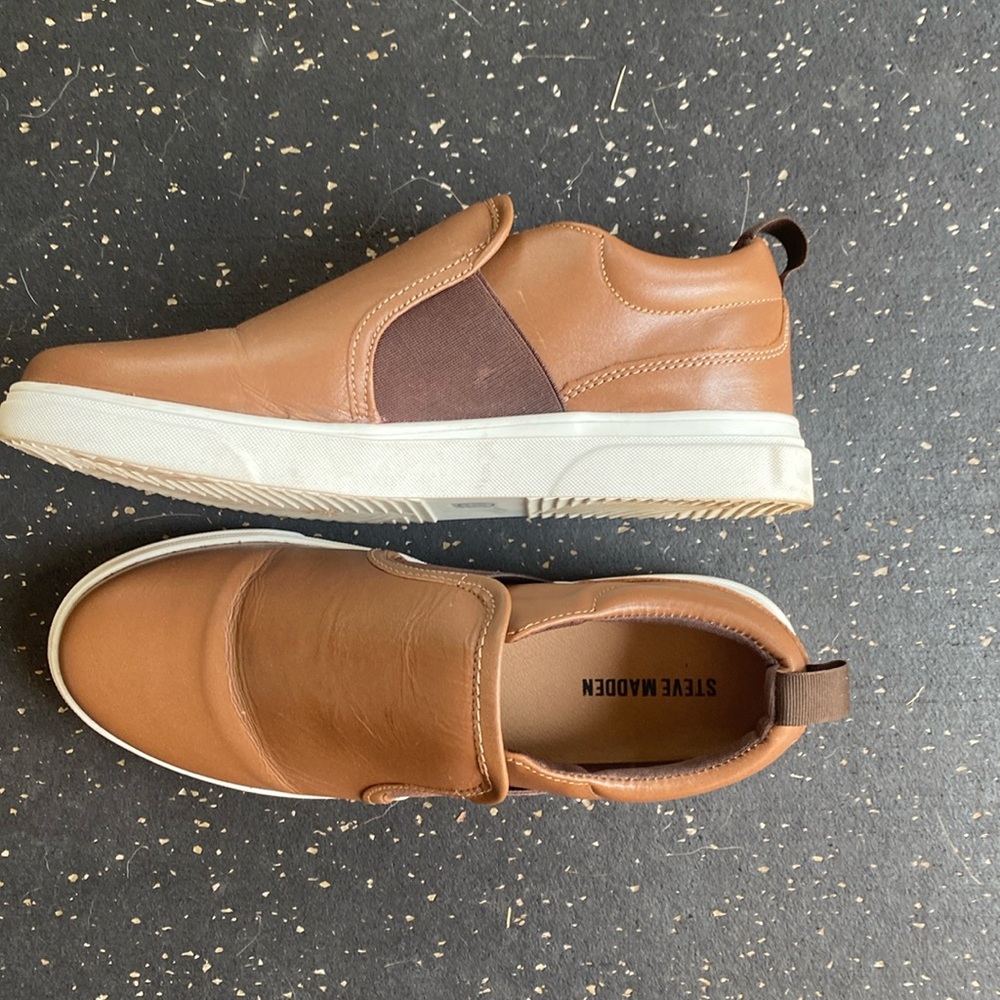 Boys brown leather dress loafers